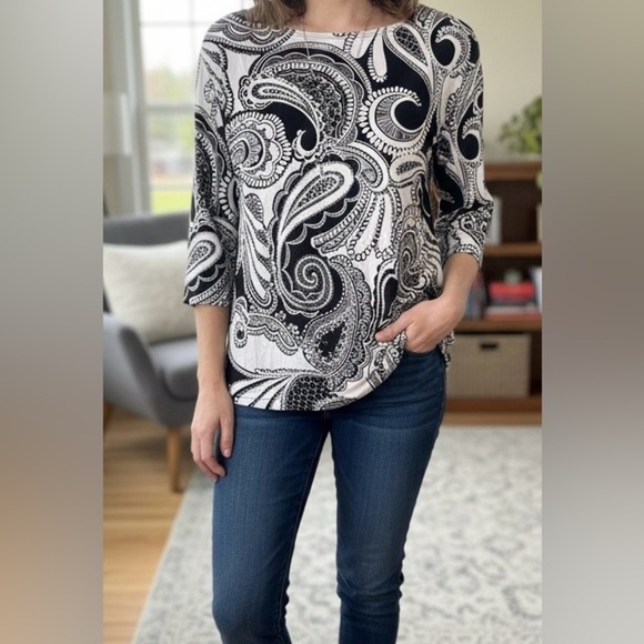 JM Collection Petite Tops - JM Collection Petite 3/4 sleeve blouse